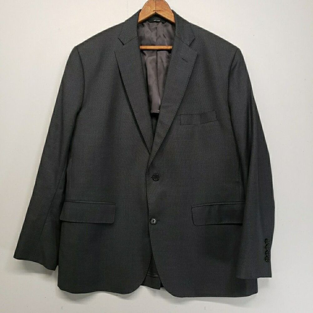 Read Wall Washington DC Wool Blazer Mens Made in USA Black Bubble Dot Print 44R